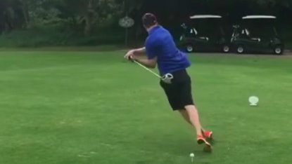Golfer attempts HAPPY GILMORE drive that immediately backfires!